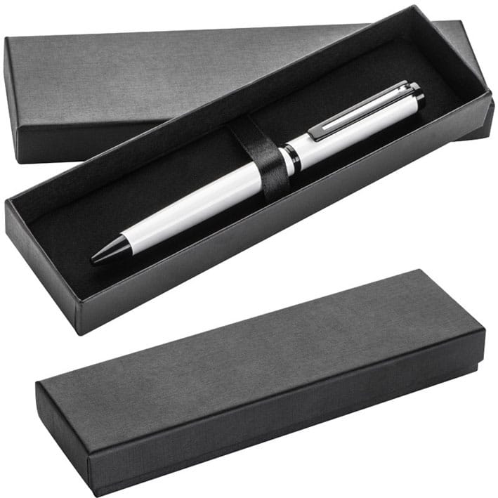 Werbeartikel Weisser Kugelschreiber mit schwarzer Unterlegierung 1057706